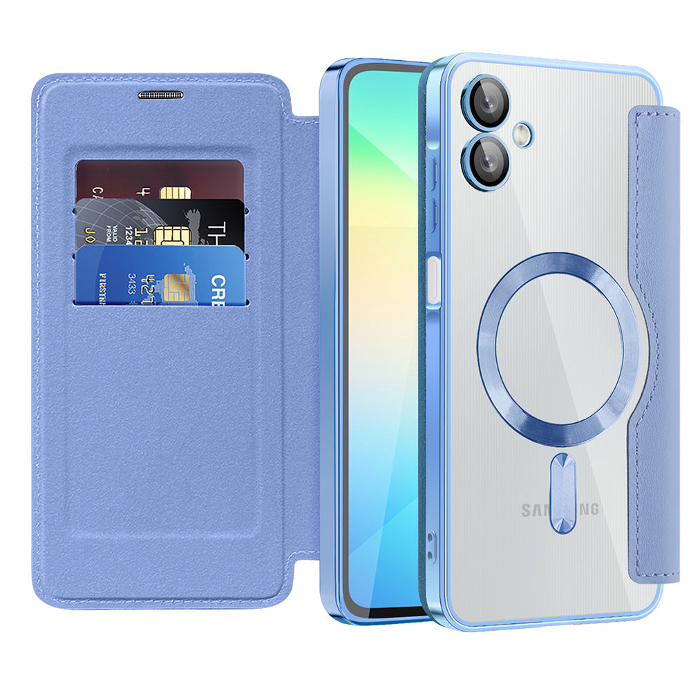 MagSafe Case for Samsung Galaxy A06 A065, Techsuit, SmartMag Book, Blue