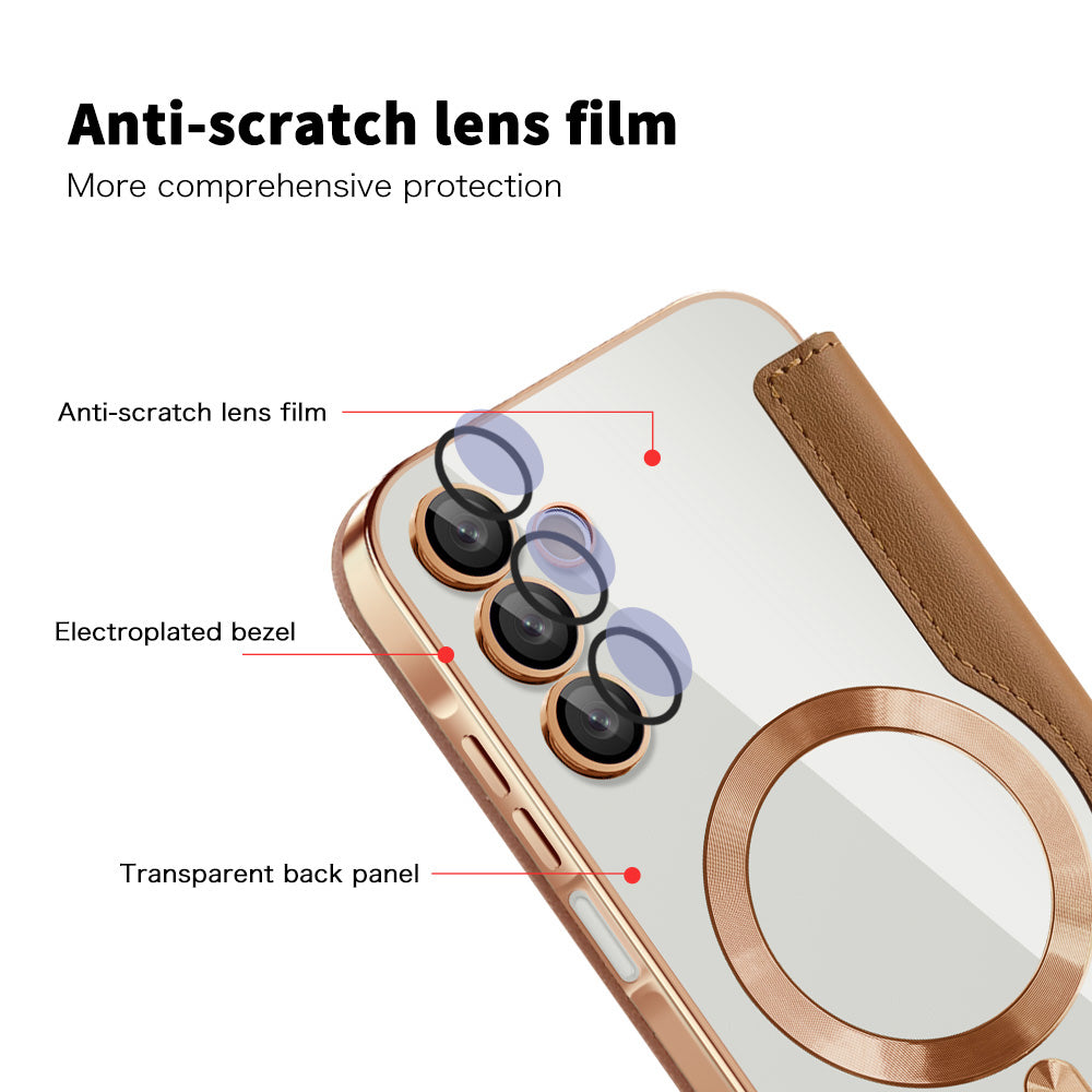 MagSafe Case for Samsung Galaxy A15 5G A156 / A15 A155, Techsuit, SmartMag Book, Brown