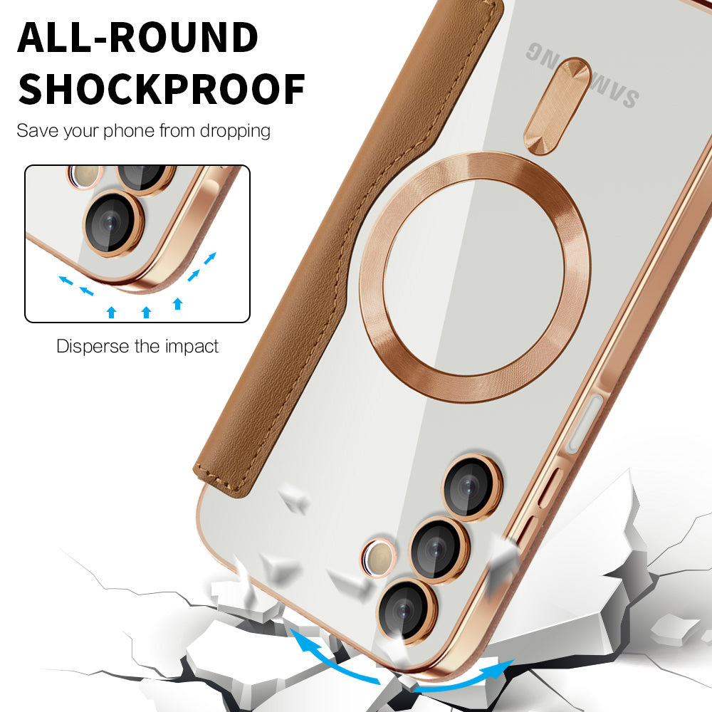 MagSafe Case for Samsung Galaxy A15 5G A156 / A15 A155, Techsuit, SmartMag Book, Brown