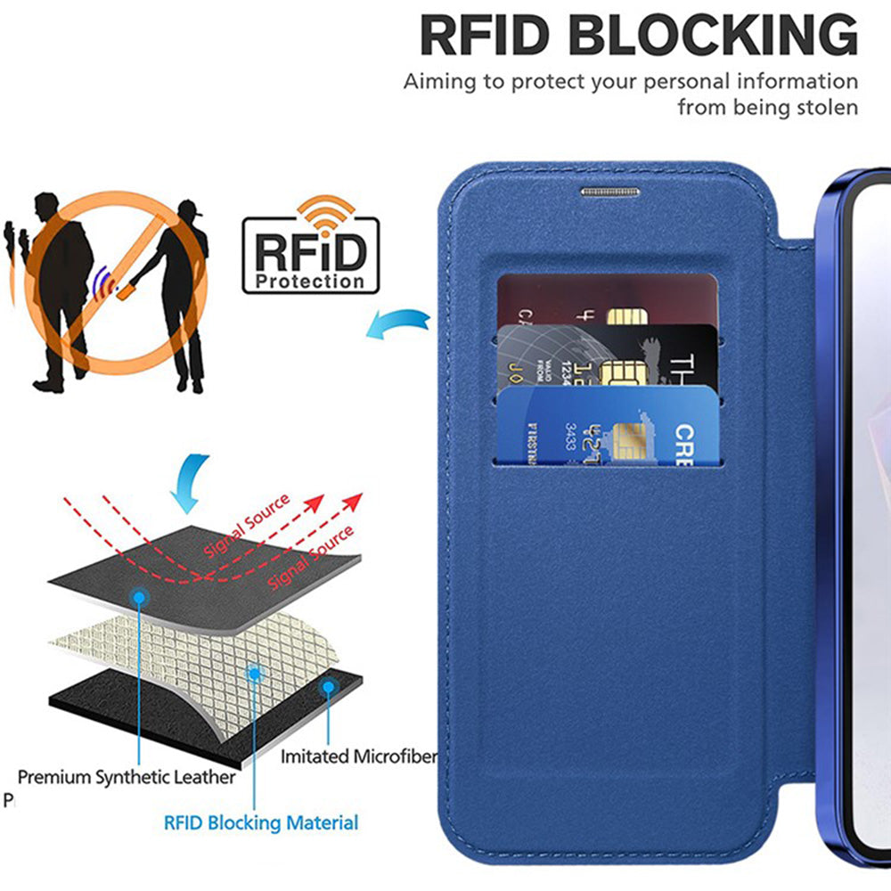MagSafe Case for Samsung Galaxy A36 A366, Techsuit, SmartMag Book, Blue