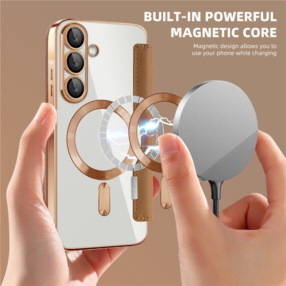 MagSafe Case for Samsung Galaxy A36 A366, Techsuit, SmartMag Book, Brown
