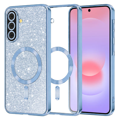 MagSafe Case for Samsung Galaxy A37 5G, Techsuit, Luxury Glitter, Blue