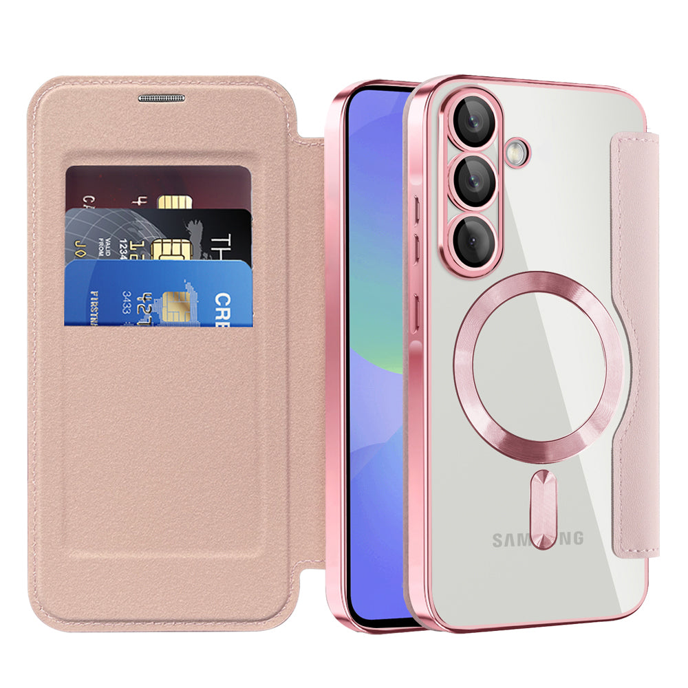 MagSafe Case for Samsung Galaxy A37 5G, Techsuit, SmartMag Book, Pink