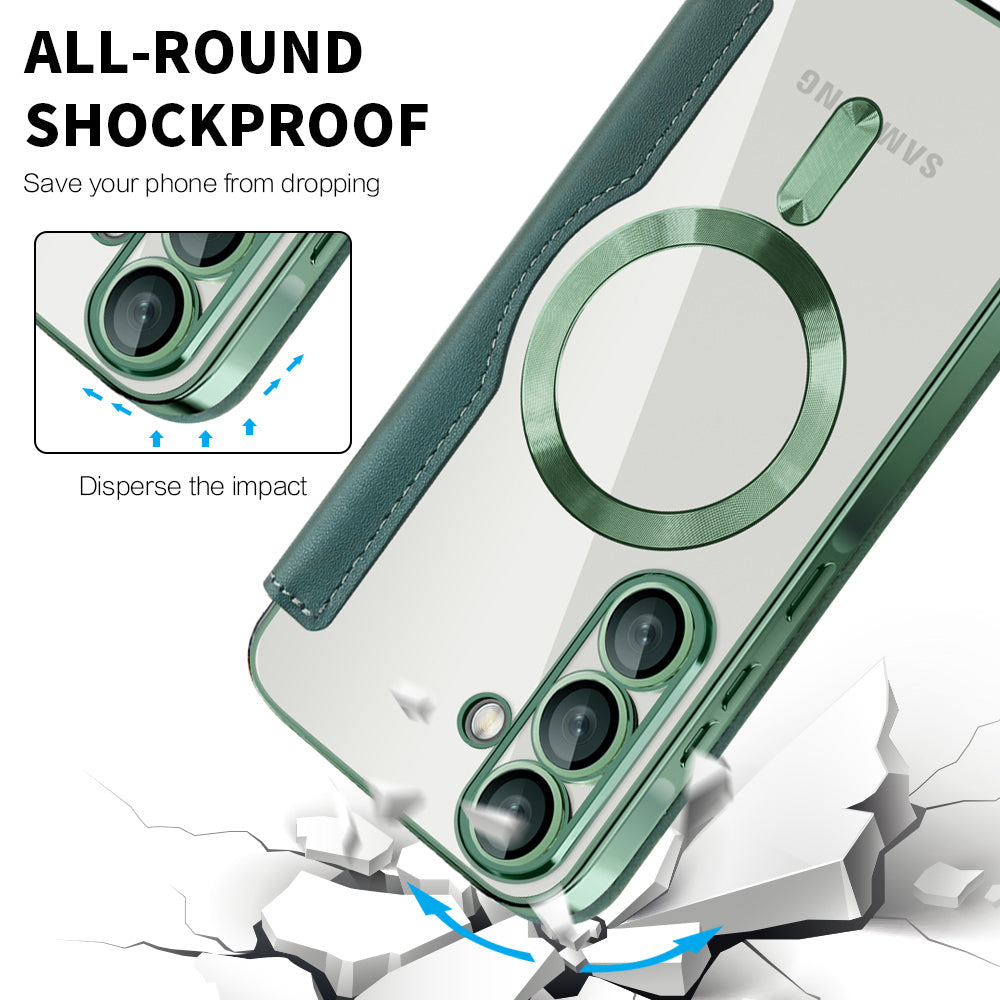 MagSafe Case for Samsung Galaxy A37 5G, Techsuit, SmartMag Book, Green