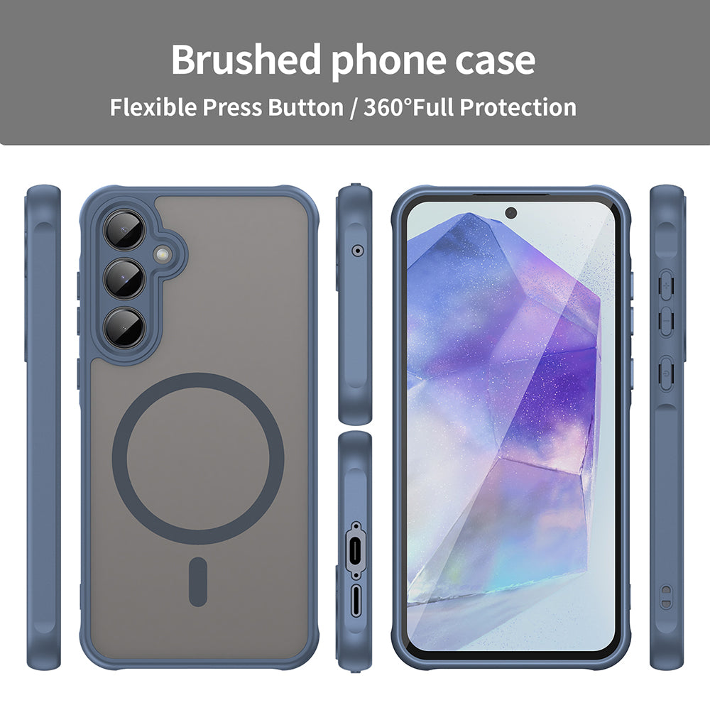 MagSafe Case for Samsung Galaxy A55 5G A556, Techsuit, HaloFrost II, Navy Blue