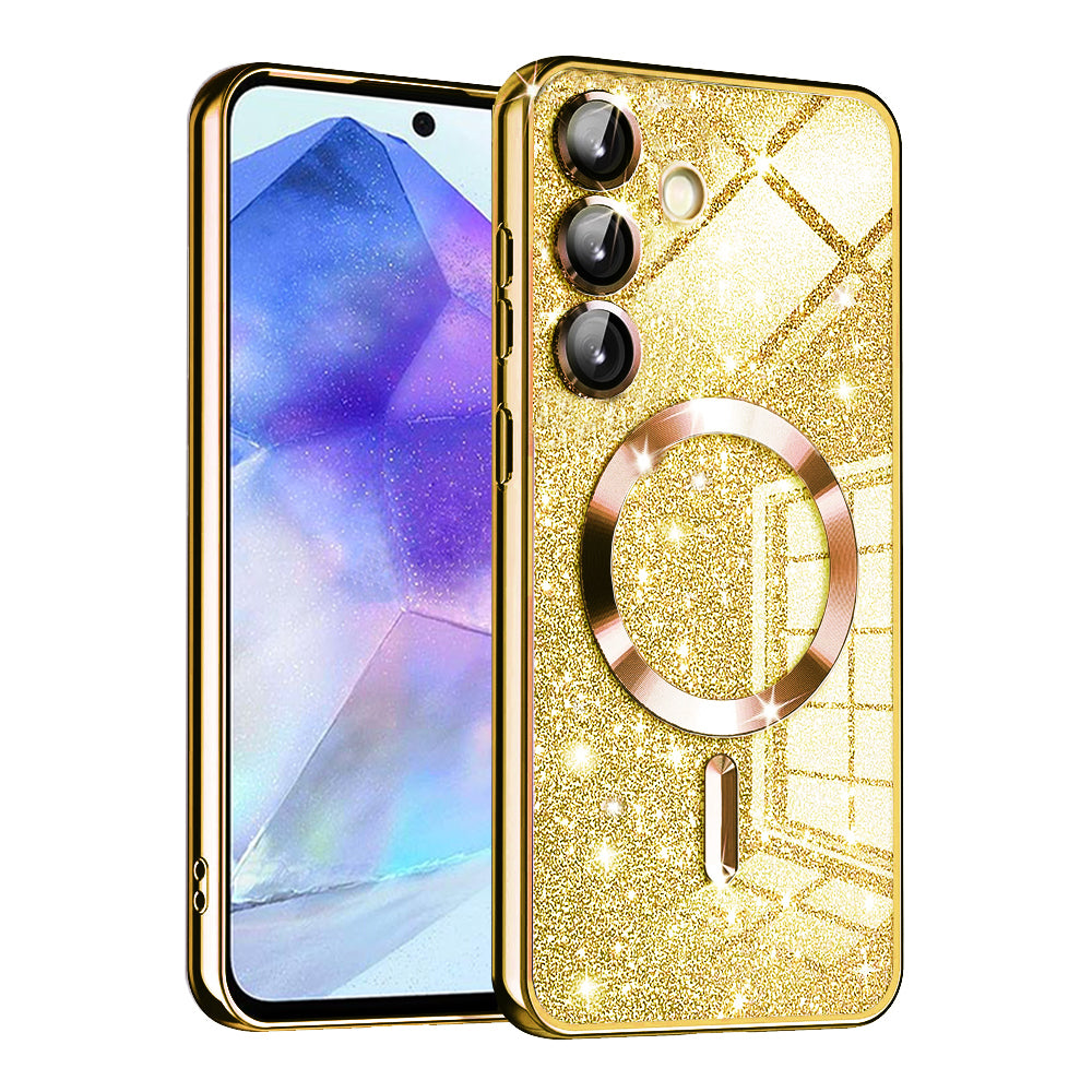MagSafe Case for Samsung Galaxy A55 5G A556, Techsuit, Luxury Glitter, Gold
