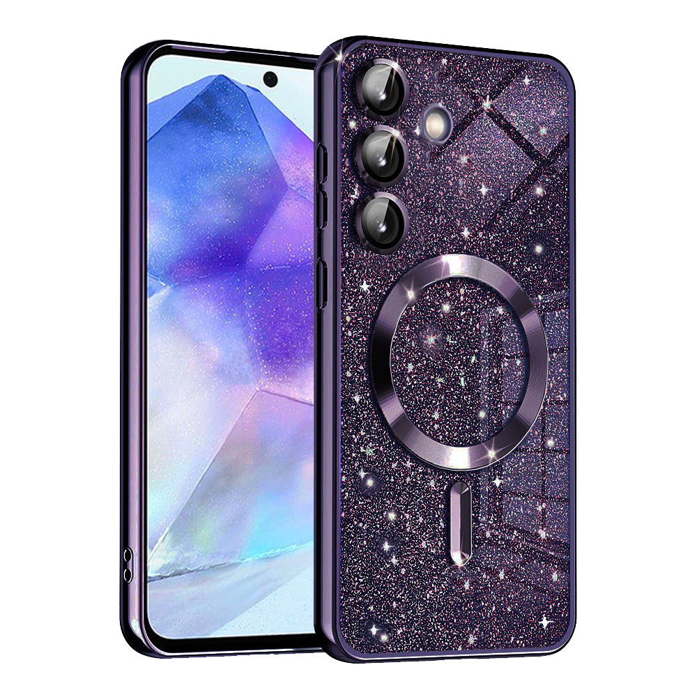MagSafe Case for Samsung Galaxy A55 5G A556, Techsuit, Luxury Glitter, Dark Purple