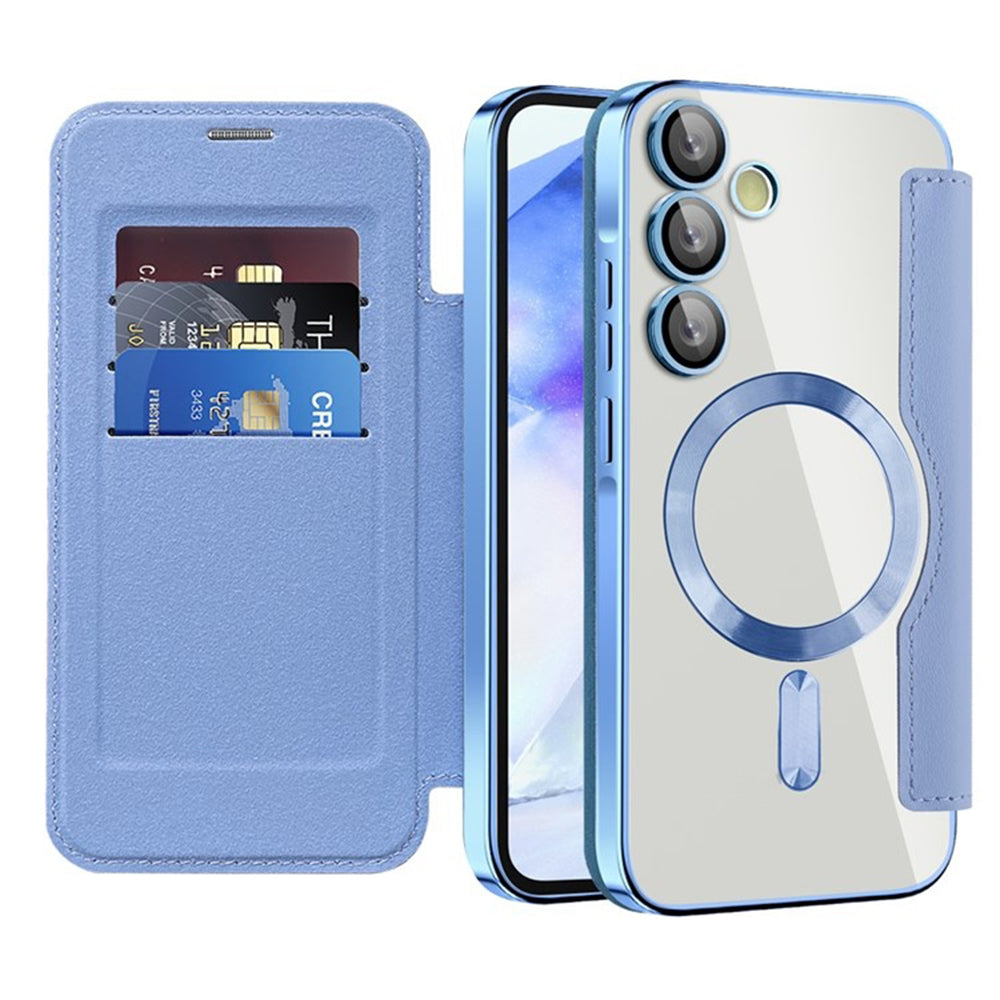 MagSafe Case for Samsung Galaxy A55 5G A556, Techsuit, SmartMag Book, Blue