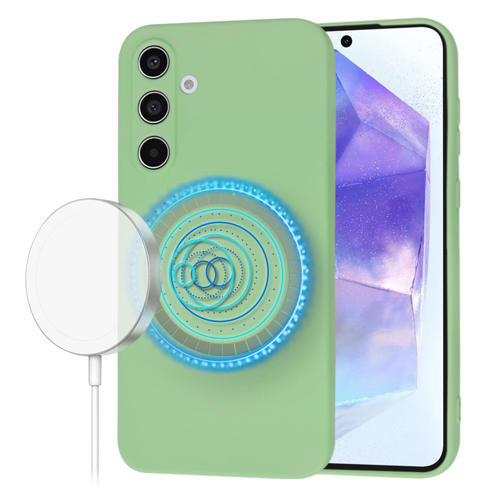 MagSafe Case for Samsung Galaxy A55 5G A556, Techsuit, SoftFlex, Light Green