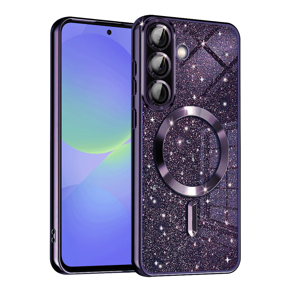 MagSafe Case for Samsung Galaxy A56 A566 / A36 A366, Techsuit, Luxury Glitter, Dark Purple