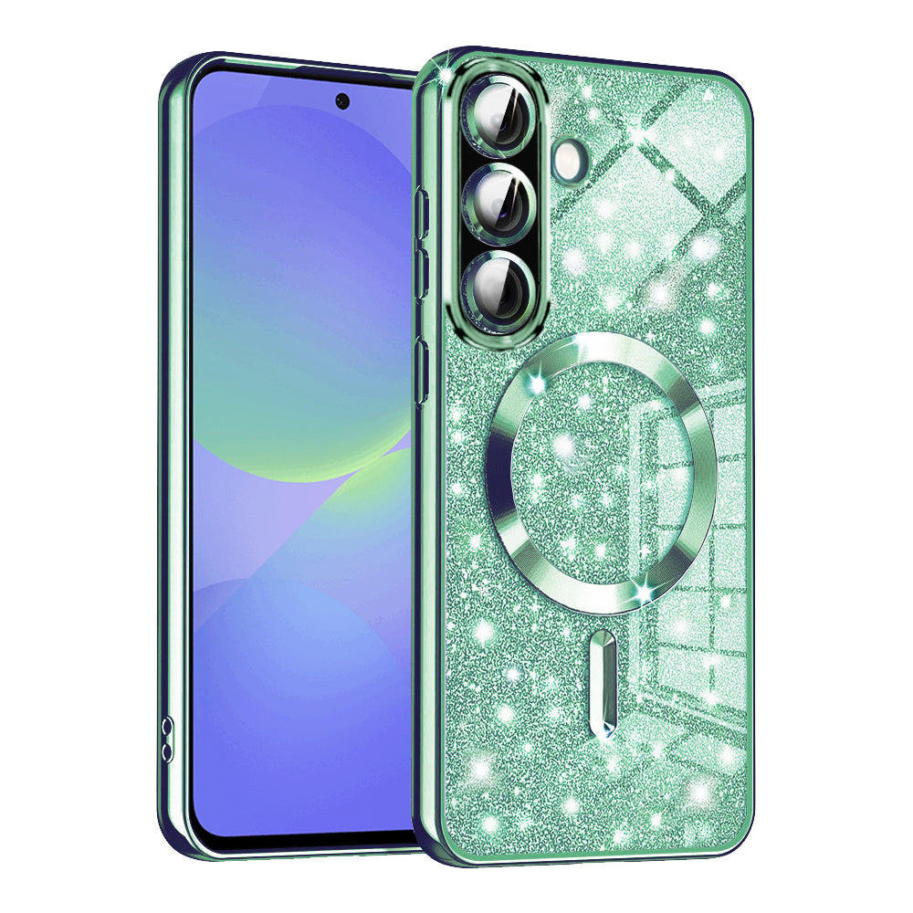 MagSafe Case for Samsung Galaxy A56 A566 / A36 A366, Techsuit, Luxury Glitter, Light Green