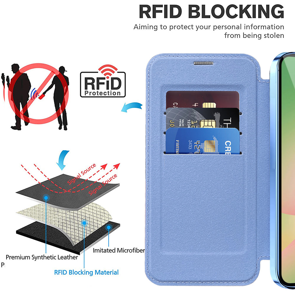 MagSafe Case for Samsung Galaxy A56 A566, Techsuit, SmartMag Book, Blue