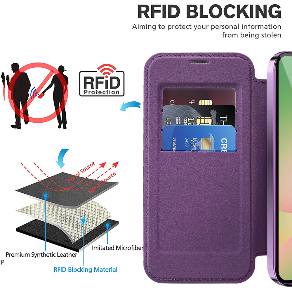 MagSafe Case for Samsung Galaxy A56 A566, Techsuit, SmartMag Book, Purple