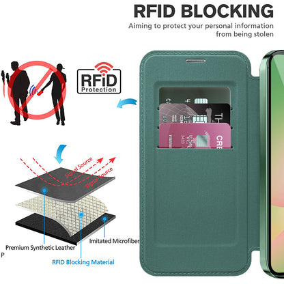 MagSafe Case for Samsung Galaxy A57 5G, Techsuit, SmartMag Book, Green