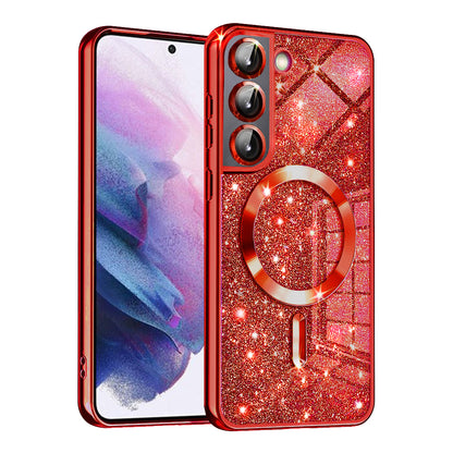 MagSafe Case for Samsung Galaxy S21 5G G991, Techsuit, Luxury Glitter, Red