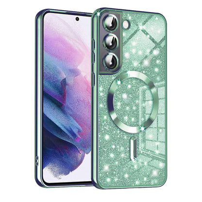 MagSafe Case for Samsung Galaxy S21 FE 5G G990, Techsuit, Luxury Glitter, Light Green