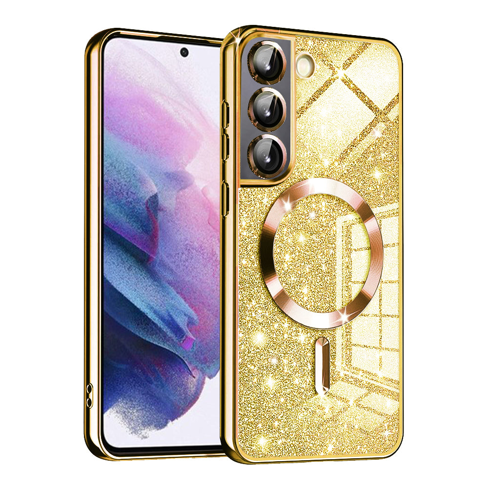 MagSafe Case for Samsung Galaxy S22 5G S901, Techsuit, Luxury Glitter, Gold