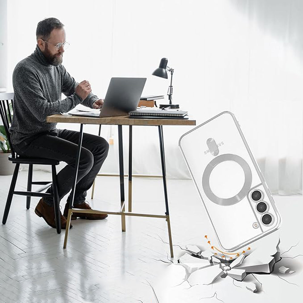 MagSafe Case for Samsung Galaxy S22+ 5G S906, Techsuit, Luxury Crystal, Red