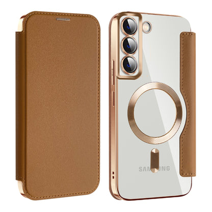 MagSafe Case for Samsung Galaxy S22+ 5G S906, Techsuit, SmartMag Book, Brown