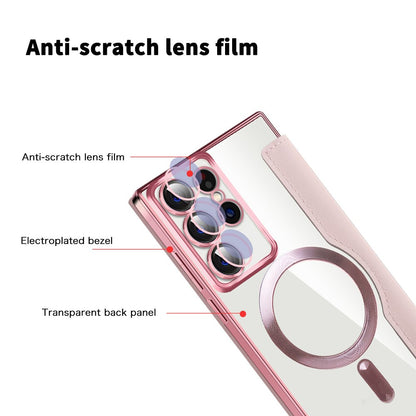 MagSafe Case for Samsung Galaxy S22 Ultra 5G S908, Techsuit, SmartMag Book, Pink