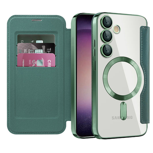 MagSafe Case for Samsung Galaxy S23+ S916, Techsuit, SmartMag Book, Green