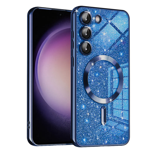 MagSafe Case for Samsung Galaxy S23 S911, Techsuit, Luxury Glitter, Dark Blue
