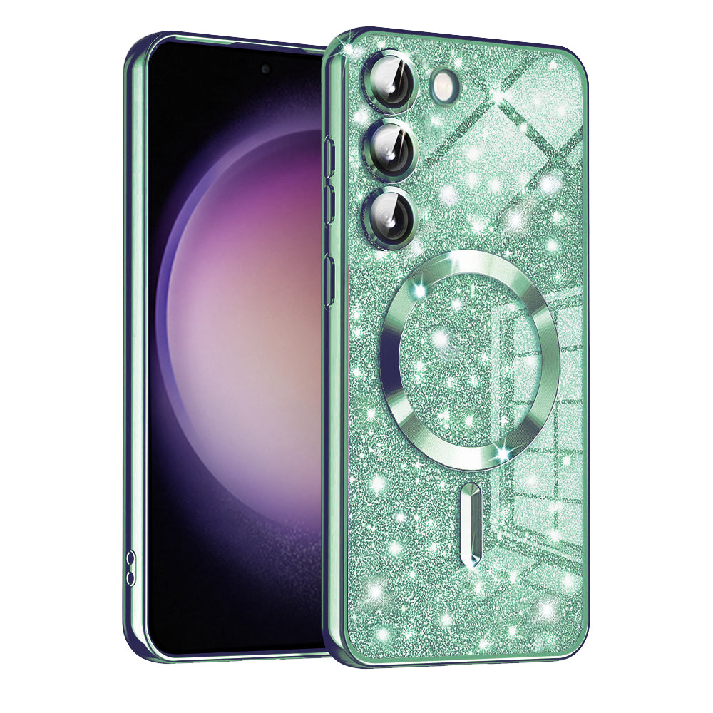 MagSafe Case for Samsung Galaxy S23 S911, Techsuit, Luxury Glitter, Light Green