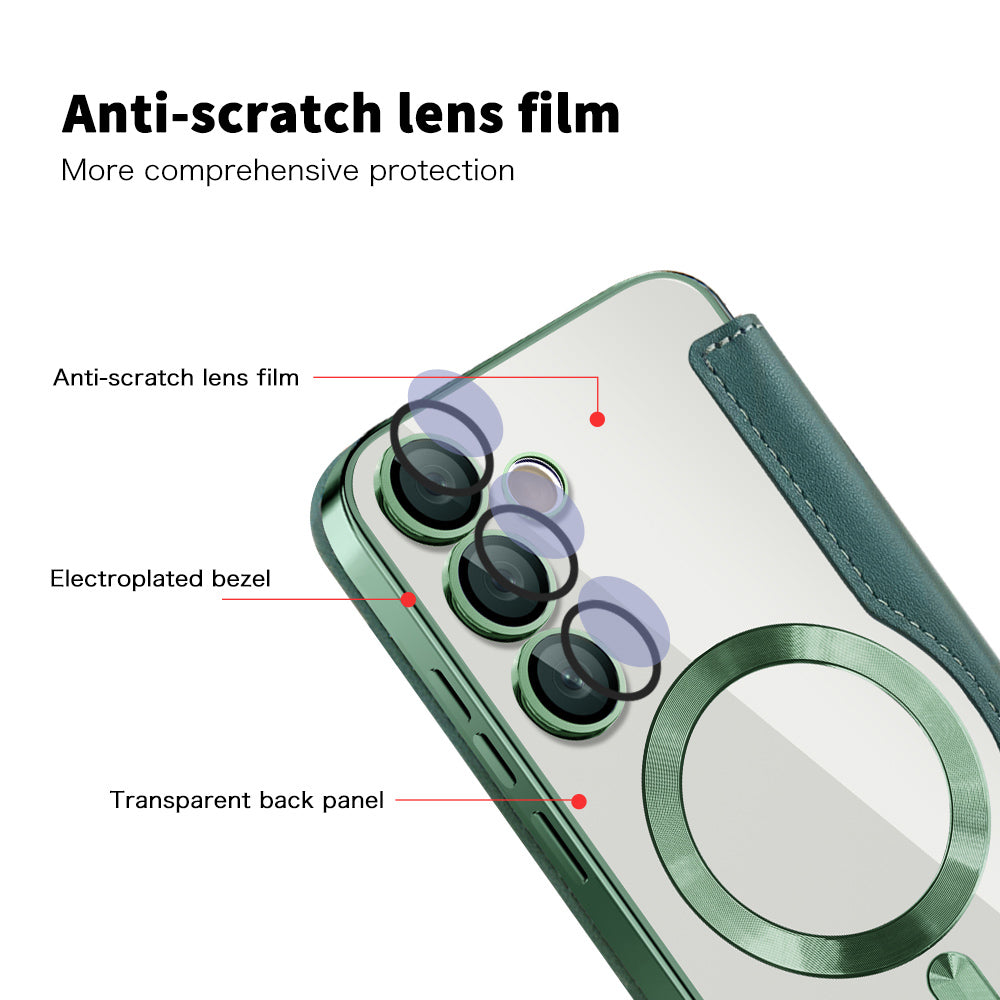 MagSafe Case for Samsung Galaxy S23 S911, Techsuit, SmartMag Book, Green
