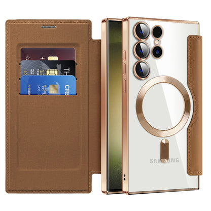 MagSafe Case for Samsung Galaxy S23 Ultra S918, Techsuit, SmartMag Book, Brown