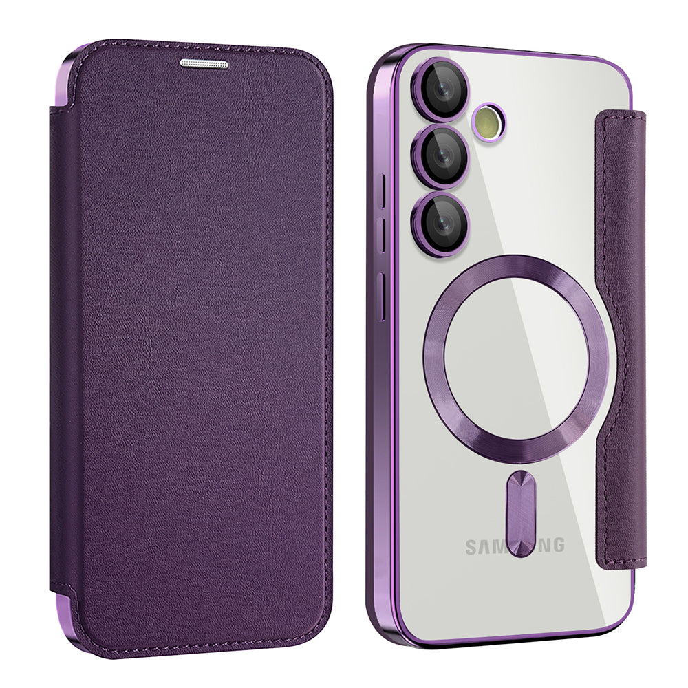 MagSafe Case for Samsung Galaxy S24 FE S721, Techsuit, SmartMag Book, Purple