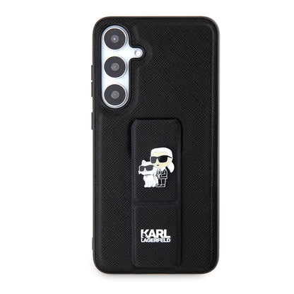 MagSafe Case for Samsung Galaxy S24+ S926, Karl Lagerfeld, Saffiano Gripstand Karl & Choupette, Black