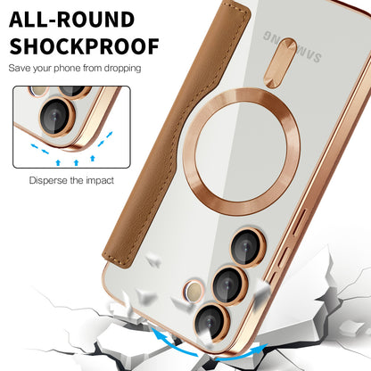 MagSafe Case for Samsung Galaxy S24 S921, Techsuit, SmartMag Book, Brown