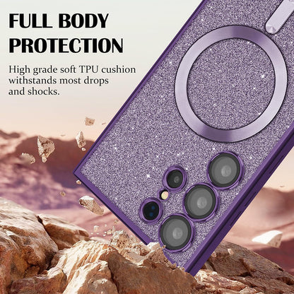 MagSafe Case for Samsung Galaxy S24 Ultra S928, Techsuit, Luxury Glitter, Gold