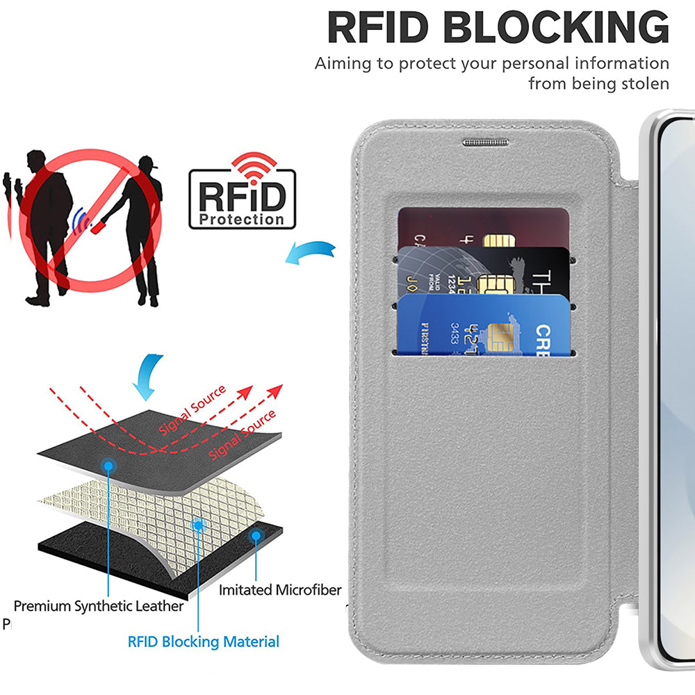 MagSafe Case for Samsung Galaxy S25 Edge S937, Techsuit, SmartMag Book, Gray