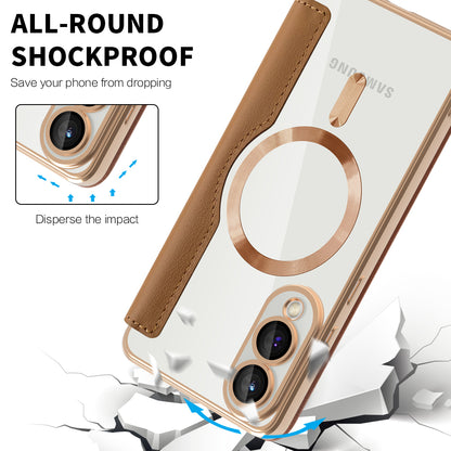 MagSafe Case for Samsung Galaxy S25 Edge S937, Techsuit, SmartMag Book, Brown