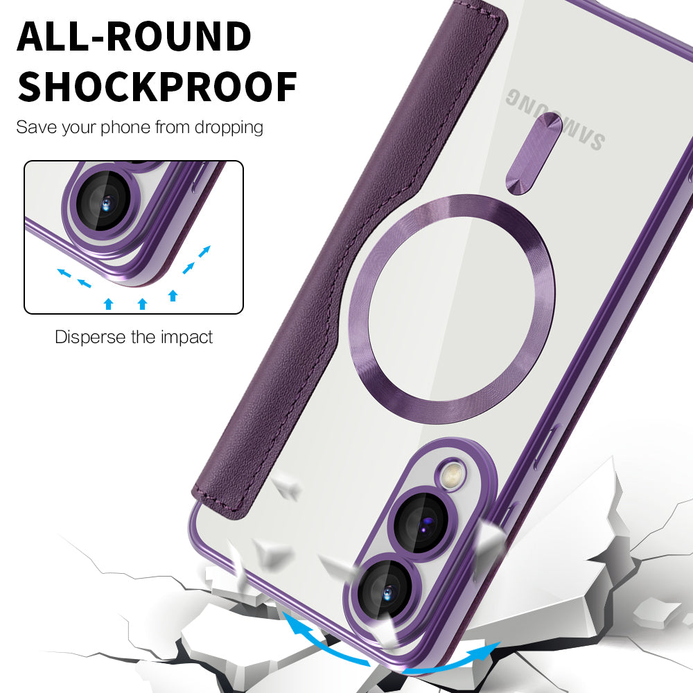 MagSafe Case for Samsung Galaxy S25 Edge S937, Techsuit, SmartMag Book, Purple