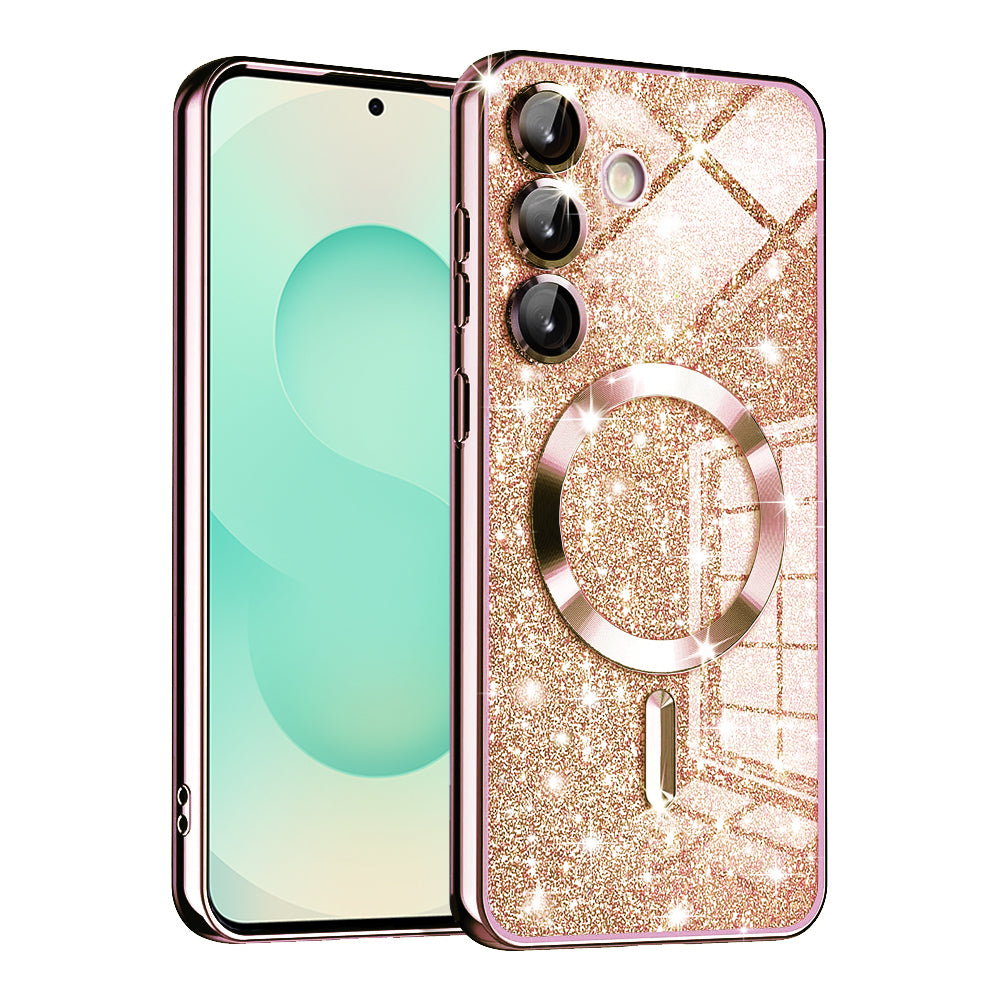 MagSafe Case for Samsung Galaxy S25+ S936, Techsuit, Luxury Glitter, Rose Gold
