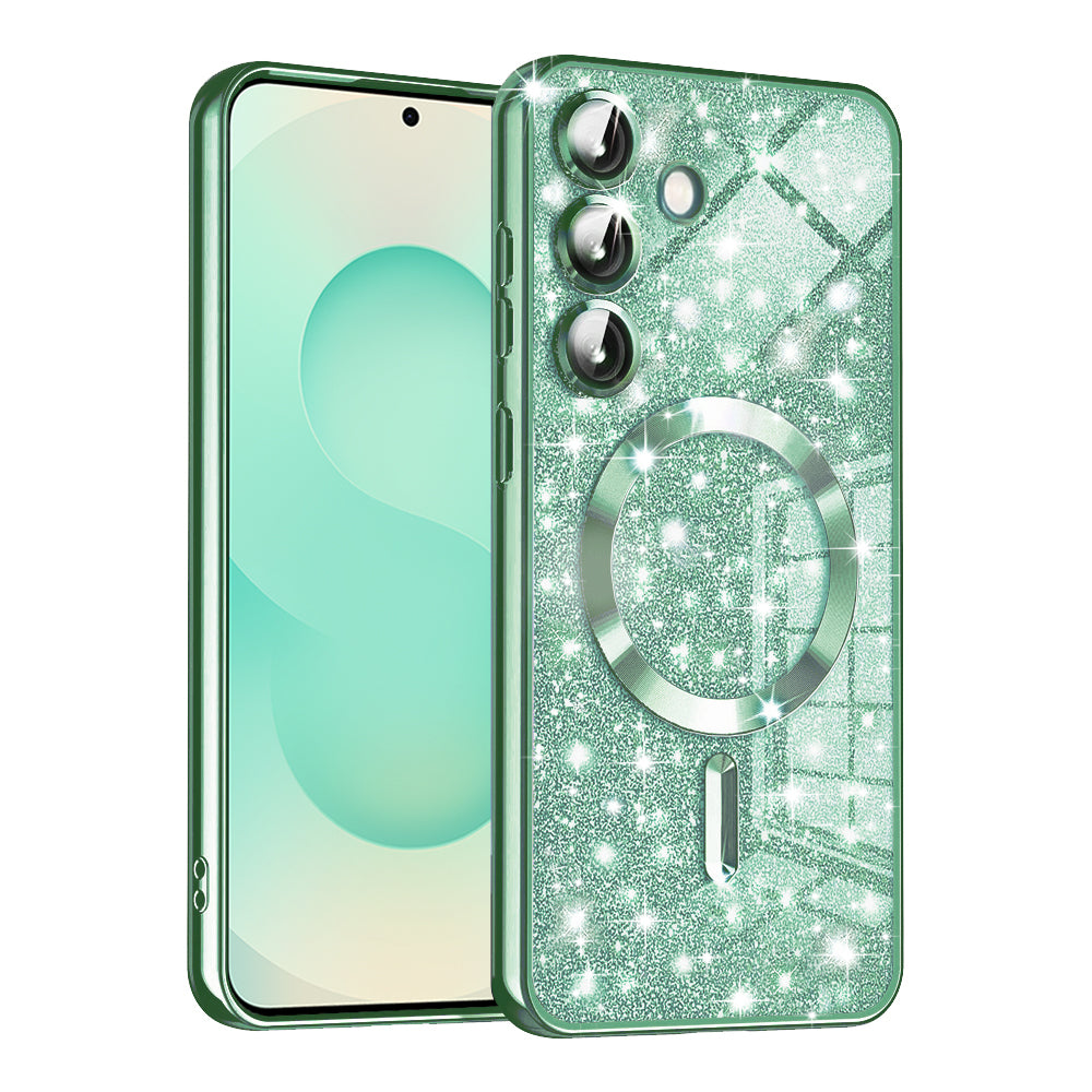 MagSafe Case for Samsung Galaxy S25+ S936, Techsuit, Luxury Glitter, Light Green