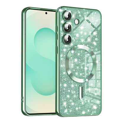 MagSafe Case for Samsung Galaxy S25+ S936, Techsuit, Luxury Glitter, Light Green