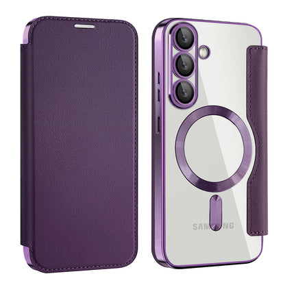 MagSafe Case for Samsung Galaxy S25+ S936, Techsuit, SmartMag Book, Purple