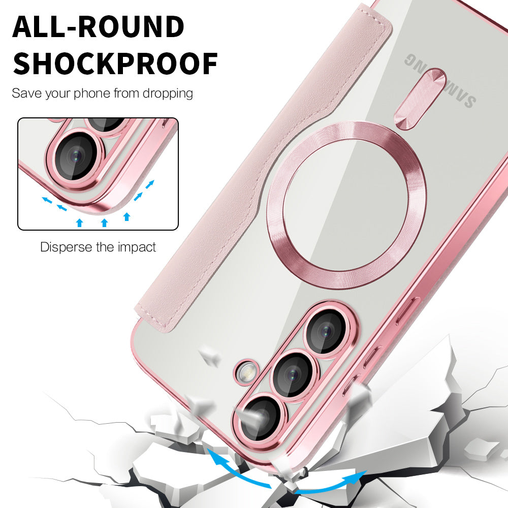 MagSafe Case for Samsung Galaxy S25+ S936, Techsuit, SmartMag Book, Pink