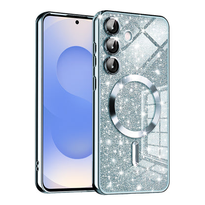 MagSafe Case for Samsung Galaxy S25 S931, Techsuit, Luxury Glitter, Blue