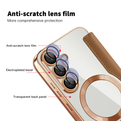 MagSafe Case for Samsung Galaxy S25 S931, Techsuit, SmartMag Book, Brown