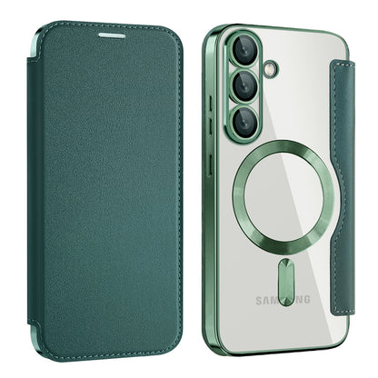 MagSafe Case for Samsung Galaxy S25 S931, Techsuit, SmartMag Book, Green
