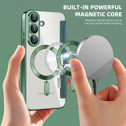MagSafe Case for Samsung Galaxy S25 S931, Techsuit, SmartMag Book, Green