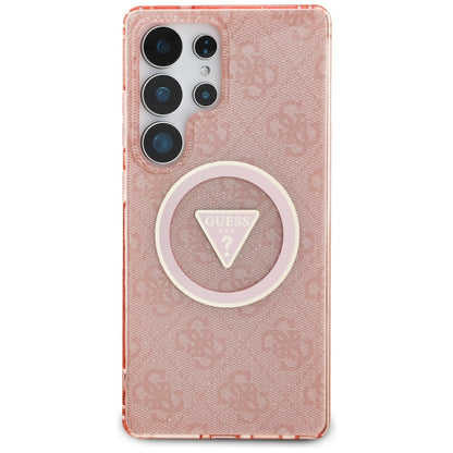 MagSafe Case for Samsung Galaxy S25 Ultra S938, Guess, IML Glitter 4G Circle Triangle, Pink