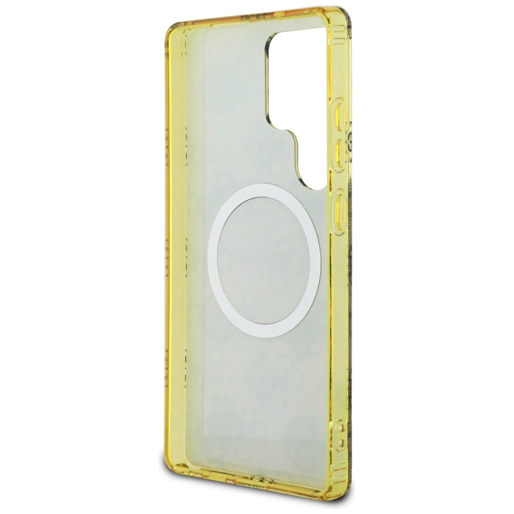 MagSafe Case for Samsung Galaxy S25 Ultra S938, Guess, IML Peony On 4G Background, Brown