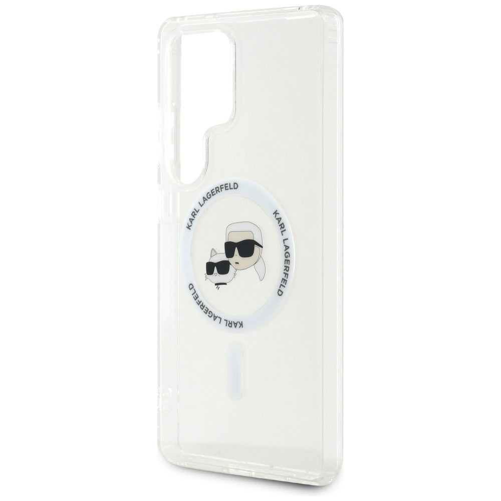 MagSafe Case for Samsung Galaxy S25 Ultra S938, Karl Lagerfeld, IML Metal Karl & Choupette's Heads, White