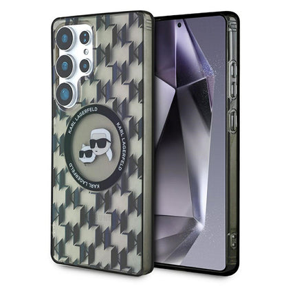 MagSafe Case for Samsung Galaxy S25 Ultra S938, Karl Lagerfeld, IML Monogram Karl & Choupette's Heads, Black