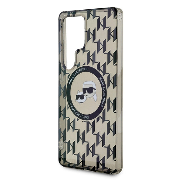 MagSafe Case for Samsung Galaxy S25 Ultra S938, Karl Lagerfeld, IML Monogram Karl & Choupette's Heads, Black